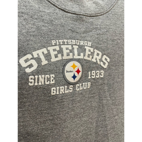 NFL Steelers Sweatshirt Girls Club Logo Crewneck Pullover Gray Women S Game Day - Picture 3 of 9